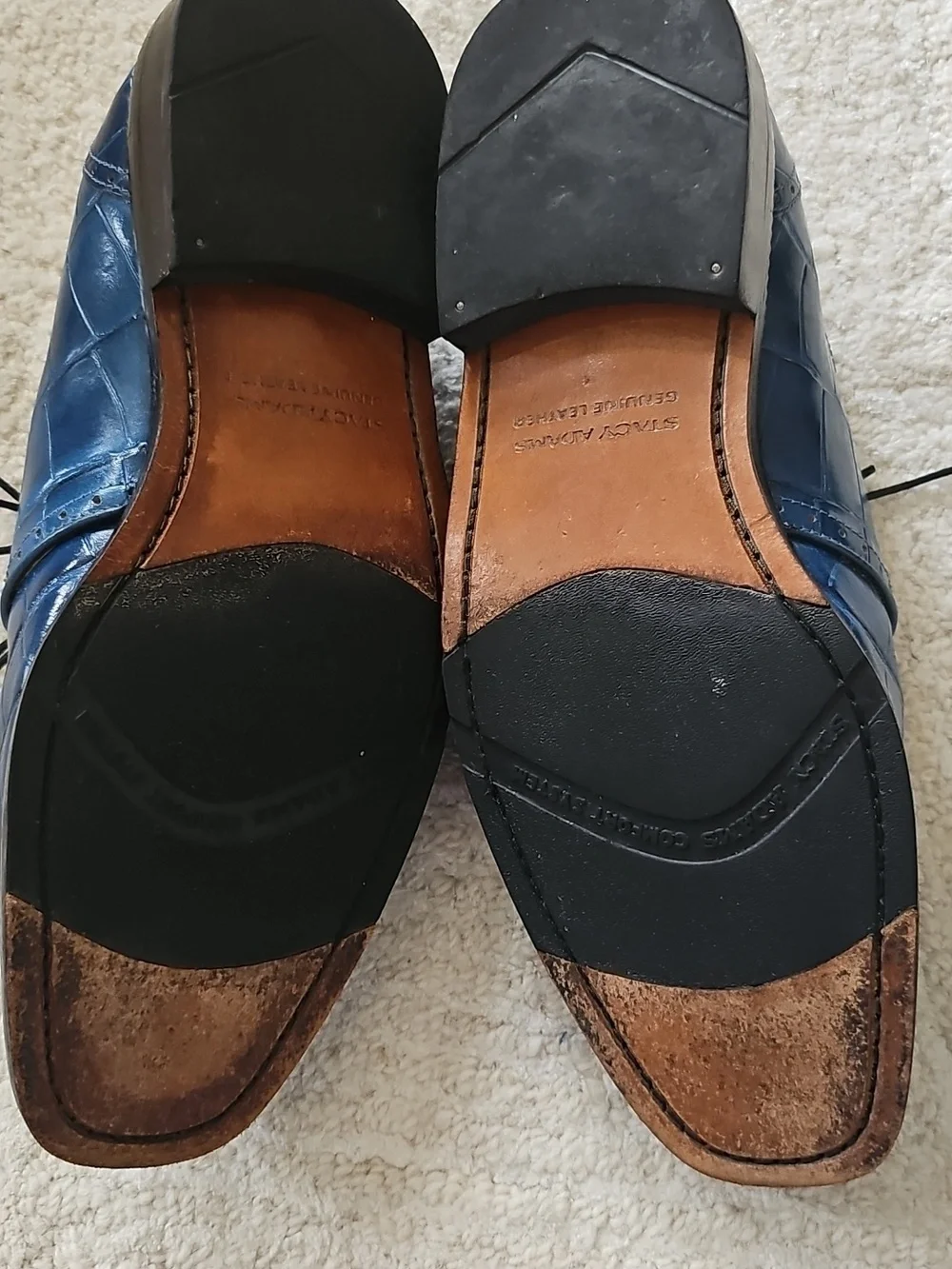 Stacy Adams Men's Blue Leather Dress Oxfords